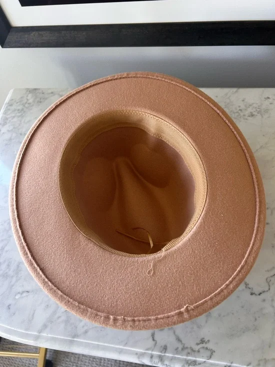 Wide Brim Lisianthus wool blend Fedora Hat in Dusty Peach - Picture 5 of 6